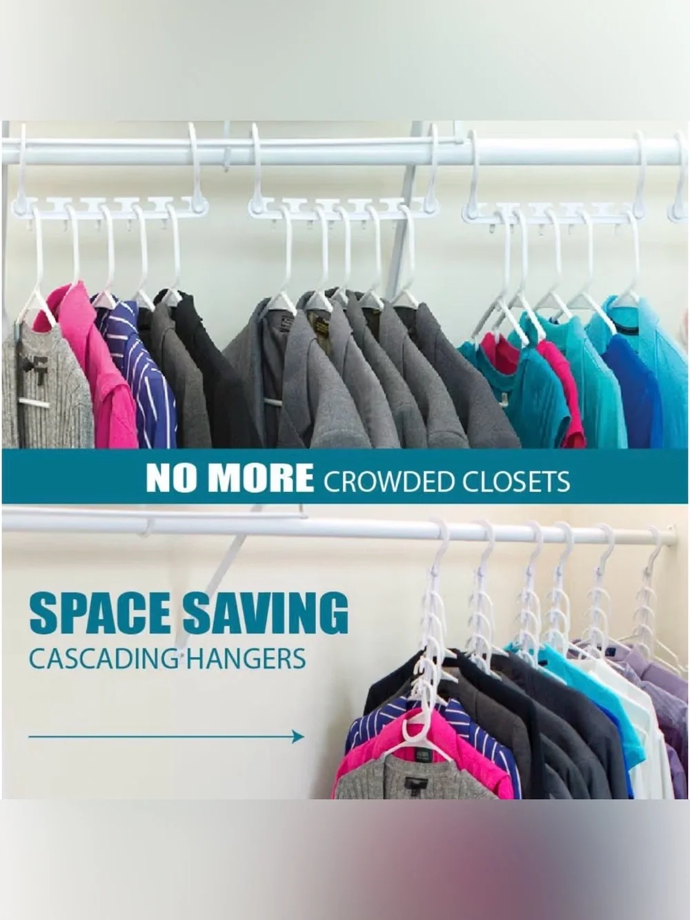 10 Pack Space-Saving White Multi-Slot Closet Hanger Organizer